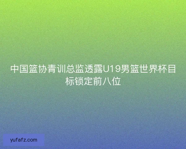 中国篮协青训总监透露U19男篮世界杯目标锁定前八位
